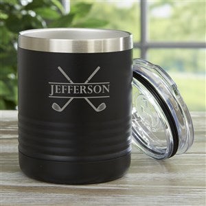 Crossed Clubs Personalized 10 oz Vacuum Insulated Stainless Steel Tumbler- Black