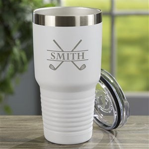 Crossed Clubs Personalized 30 oz. Stainless Steel Tumbler- White