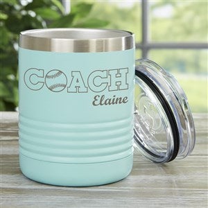 Coach Personalized 10 oz Vacuum Insulated Stainless Steel Tumbler- Teal