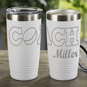 Coach Personalized 20 oz Vacuum Insulated Stainless Steel Tumbler- White