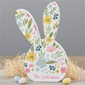 Floral Personalized Wooden Easter Bunny Shelf Decoration