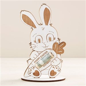 Easter Bunny Personalized Wood Money Holder - White