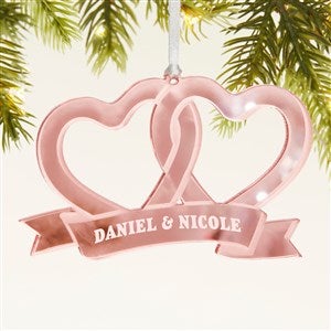 Connected Hearts Personalized Christmas Ornament - Rose Gold