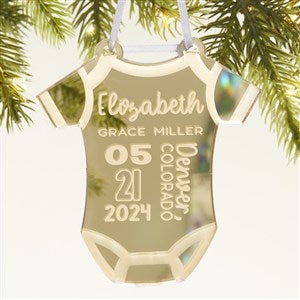 Baby Bodysuit Personalized Acrylic Ornament - Gold