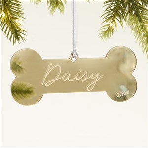 Dog Bone Personalized Acrylic Christmas Ornament - Gold