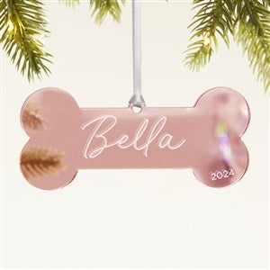 Dog Bone Personalized Acrylic Christmas Ornament - Rose Gold