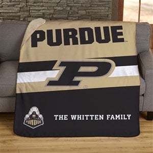 NCAA Stripe Purdue Boilermakers Personalized 50x60 Sherpa Blanket