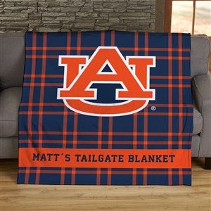 NCAA Plaid Auburn Tigers Personalized 50x60 Plush Fleece Blanket