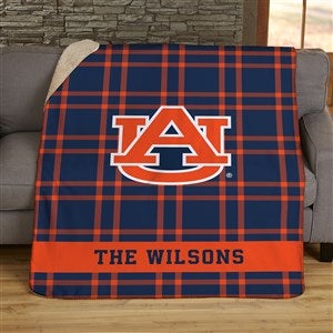 NCAA Plaid Auburn Tigers Personalized 50x60 Sherpa Blanket