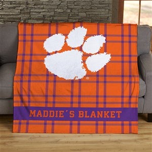 NCAA Plaid Clemson Tigers Personalized 50x60 Plush Fleece Blanket