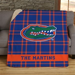 NCAA Plaid Florida Gators Personalized 50x60 Sherpa Blanket
