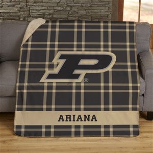 NCAA Plaid Purdue Boilermakers Personalized 50x60 Sherpa Blanket