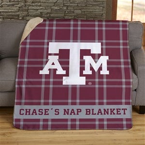 NCAA Plaid Texas A&M Aggies Personalized 50x60 Sherpa Blanket