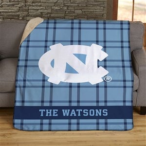 NCAA Plaid UNC Tarheels Personalized 60x80 Sherpa Blanket
