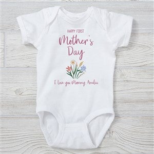 Floral First Mother's Day Personalized Baby Bodysuit