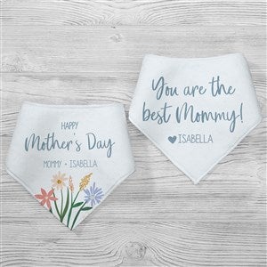 Floral First Mother's Day Personalized Bandana Bibs- Set of 2