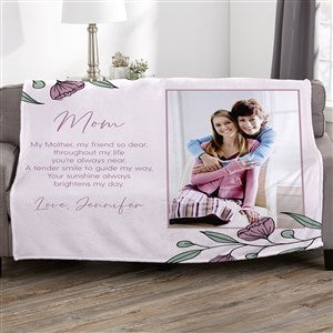 Floral Message for Mom Personalized Fleece Blanket - 60x80