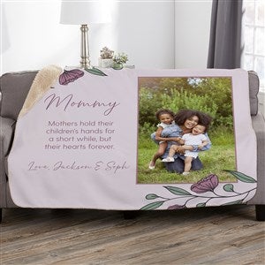 Floral Message for Mom Personalized Fleece Sherpa Blanket - 50x60