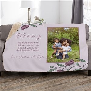 Floral Message for Mom Personalized Fleece Sherpa Blanket - 60x80
