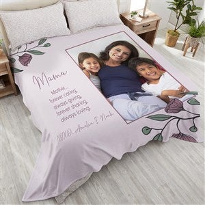 Floral Message for Mom Personalized Fleece Blanket - Queen