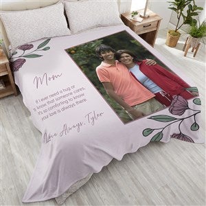 Floral Message for Mom Personalized Fleece Blanket - King