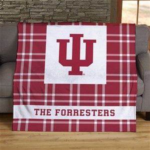 NCAA Plaid Indiana Hoosiers Personalized 50x60 Plush Fleece Blanket