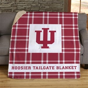 NCAA Plaid Indiana Hoosiers Personalized 60x80 Sherpa Blanket