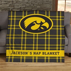 NCAA Plaid Iowa Hawkeyes Personalized 60x80 Plush Fleece Blanket