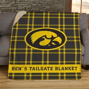 NCAA Plaid Iowa Hawkeyes Personalized 60x80 Sherpa Blanket