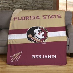 NCAA Stripe FSU Seminoles Personalized 50x60 Sherpa Blanket