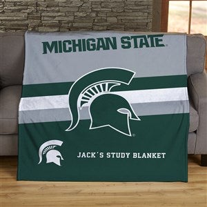NCAA Stripe Michigan State Spartans Personalized 60x80 Plush Fleece Blanket
