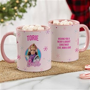 Merry & Bright Barbie Personalized Coffee Mug - Pink