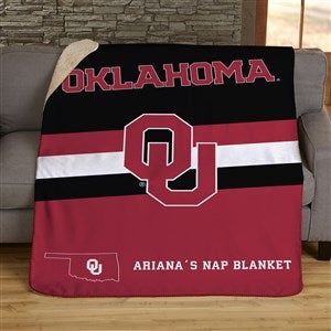 NCAA Stripe Oklahoma Sooners Personalized 60x80 Sherpa Blanket
