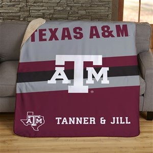 NCAA Stripe Texas A&M Aggies Personalized 60x80 Sherpa Blanket