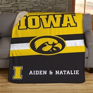 NCAA Stripe Iowa Hawkeyes Personalized 50x60 Sherpa Blanket