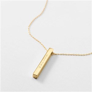 Engraved Gold Over Sterling Silver Vertical Cube Necklace   - 46079