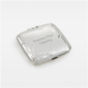 Engraved Leaves & Vines Silver Compact - 46106