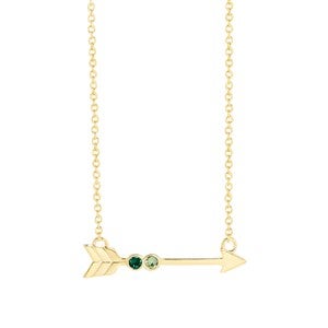 Custom Birthstone Arrow Gold Necklace - 2 Birthstones
