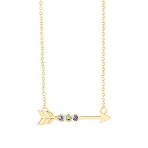Custom Birthstone Arrow Gold Necklace - 3 Birthstones