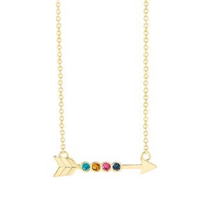 Custom Birthstone Arrow Gold Necklace - 4 Birthstones