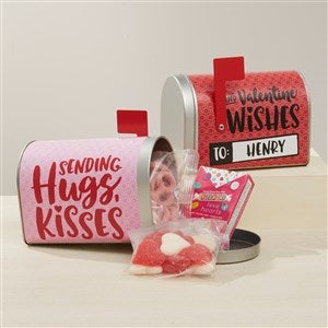 Hugs, Kisses & Valentine Personalized Mailbox with Candy Gift Set