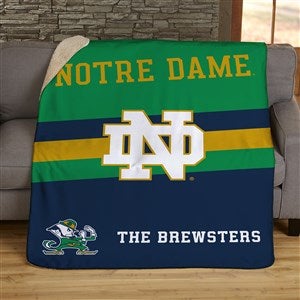 NCAA Stripe Notre Dame Fighting Irish Personalized 50x60 Sherpa Blanket