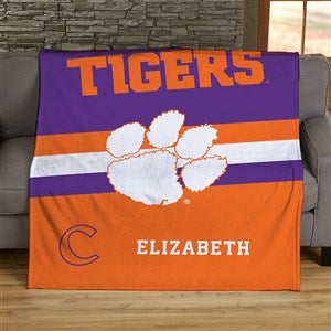 NCAA Stripe Clemson Tigers Personalized 50x60 Plush Fleece Blanket