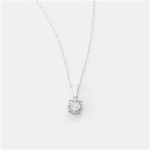 Sterling Silver Diamond Round Necklace - 46239