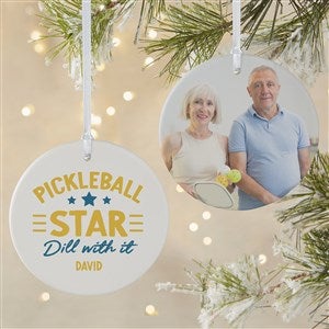 Pickleball Personalized Photo Christmas Ornament - Large - 2 Sided