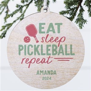 Pickleball Personalized Wood Christmas Ornament - Large