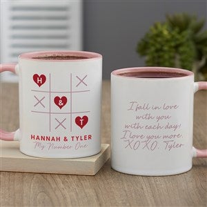 Tic Tac Toe Love Personalized Heart Coffee Mug - Pink