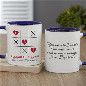 Tic Tac Toe Love Personalized Heart Coffee Mug - Blue