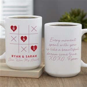 Tic Tac Toe Love Personalized Heart Coffee Mug - 15oz