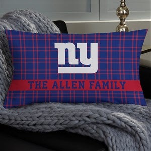 NFL New York Giants Plaid Personalized Lumbar Throw Pillow